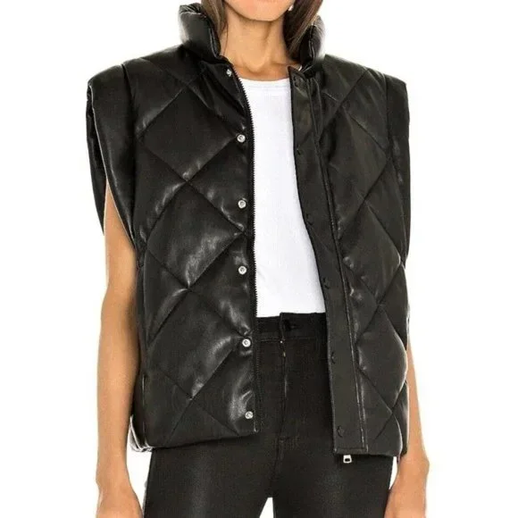 (60% OFF) PISTOLA Callista LEATHER FAUX QUILTEDJACKET/VEST BLACK MSRP $280 - Picture 3 of 10